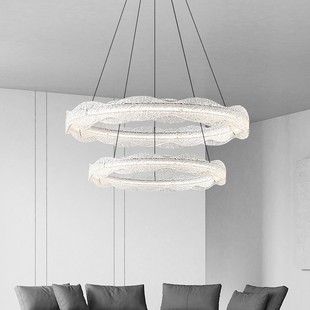 Ocean Wave Streanders Living Room Chandelier Italian Style Light Luxury High-Level Ring Resin Hall Main Light Dining Room Light Zhongshan Lamps