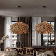 侘寂风吊灯客厅餐厅茶室禅意灯中式复古民宿书房床头日式藤编吊灯