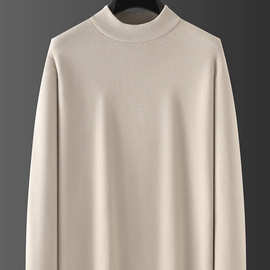 一体绒半高领毛衣男秋冬季加绒保暖针织衫2026宽松黑色内搭打底衫
