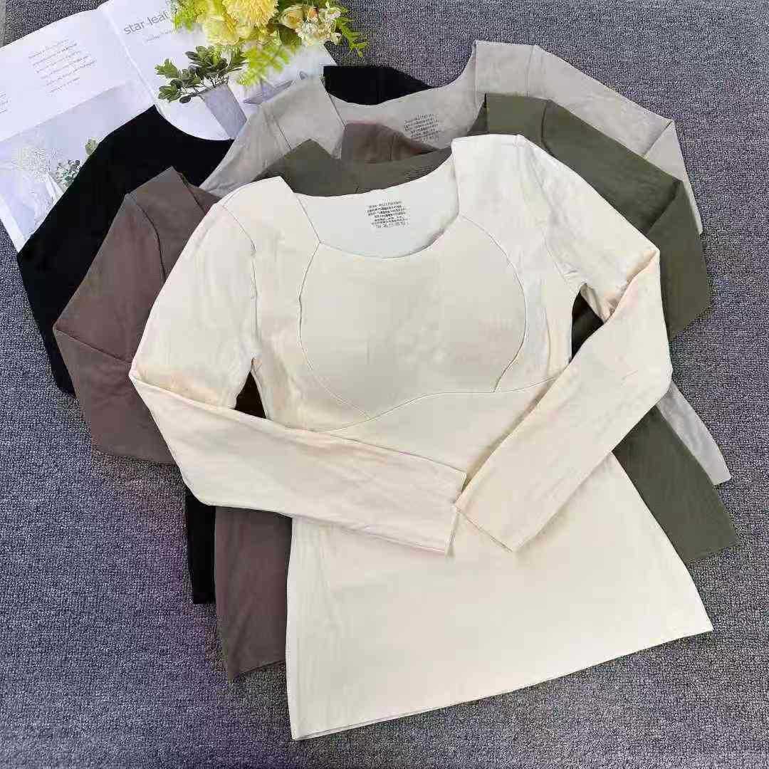 918#库存清仓束身衣打底衫女秋冬款内搭纯色加绒加厚保暖长袖