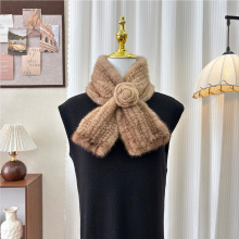 韩国水貂毛围巾女秋冬季保暖皮草围脖百搭双面编织高级感水貂毛领