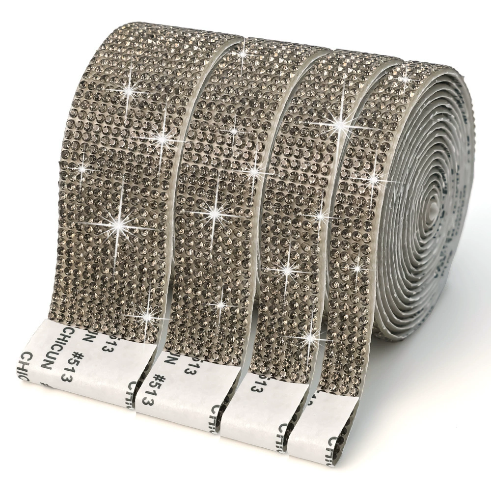 Self-Adhesive Rhinestone Strip, Custom DIY Diamond Sticker, 2–15 rows, Multiple Colors