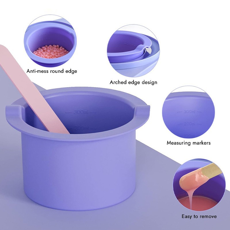 Tazón de frijol plegable transfronterizo resistente a altas temperaturas depilación de cera de miel de cera de belleza redonda máquina de fusión de cera de cera de mezcla de película de tazón al por mayor