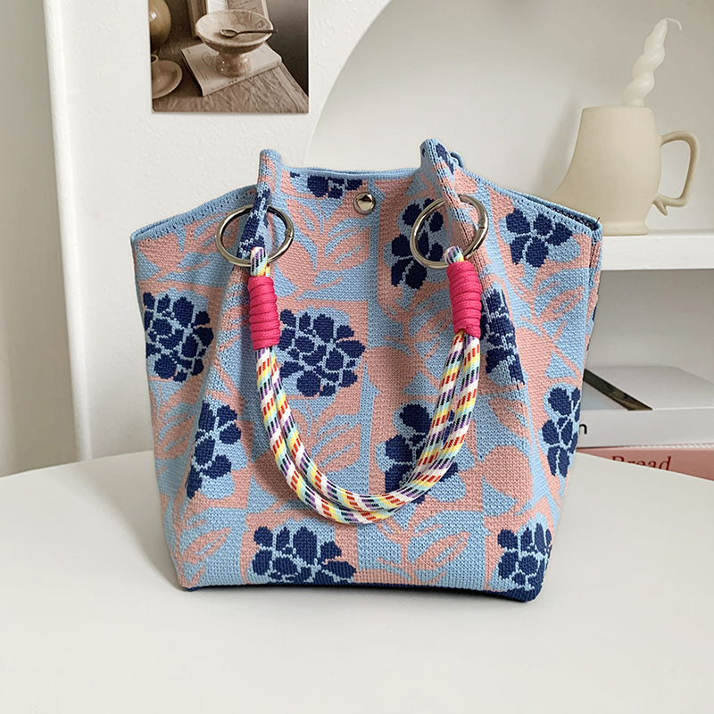 Bolsas de punto nuevas bolsas de hebilla de anillo trenzadas bolsas de mano de hebilla magnética tridimensional bolsas de mano bolsas de mano bolsas de hombro fábrica al por mayor