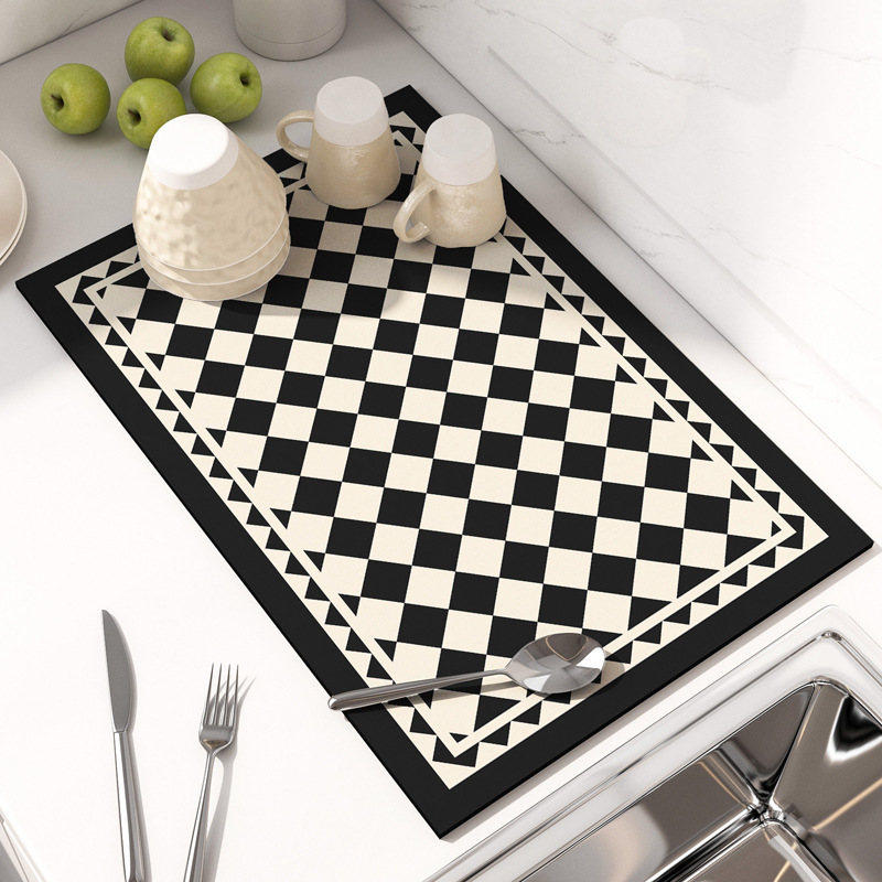 Simple Kitchen Drain Mat Table Top Absorbent Mat Bar Counter Coaster Diatom Mud Dish Drying Mat Heat Insulation Anti-scalding Table Mat