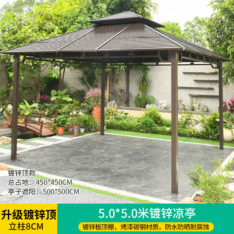 Pabellón al aire libre techo galvanizado pabellón tienda de campaña villa patio jardín terraza punto escénico ocio sombrilla gran cobertizo