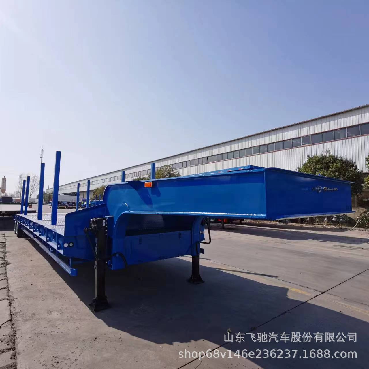 工厂价格外贸出口2轴大件运输钩机板轴线半挂车13米低平板半挂车