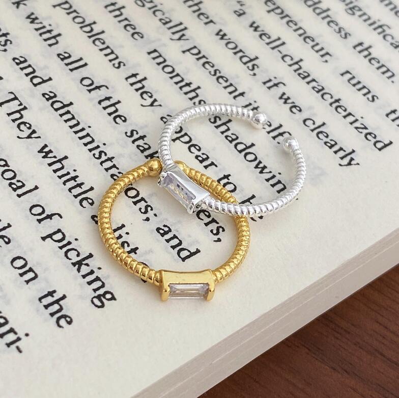Rings Classification 1 Piece Quantity 1 Piece 925 Sterling Silver Square Zircon Rings