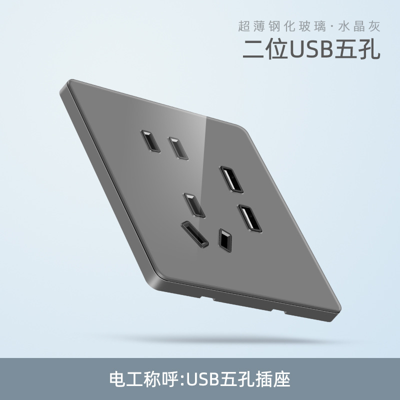 Five-hole dual USB socket