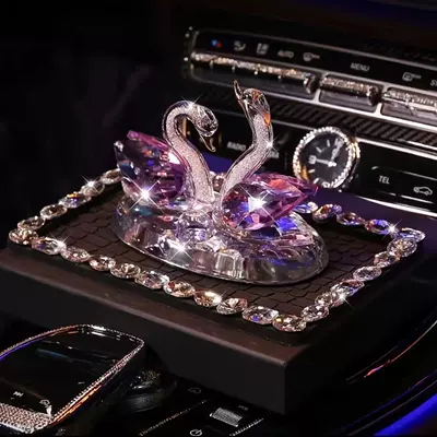 Crystal Swan, Car ornaments - purple-swan-diamond-anti-slip-mat