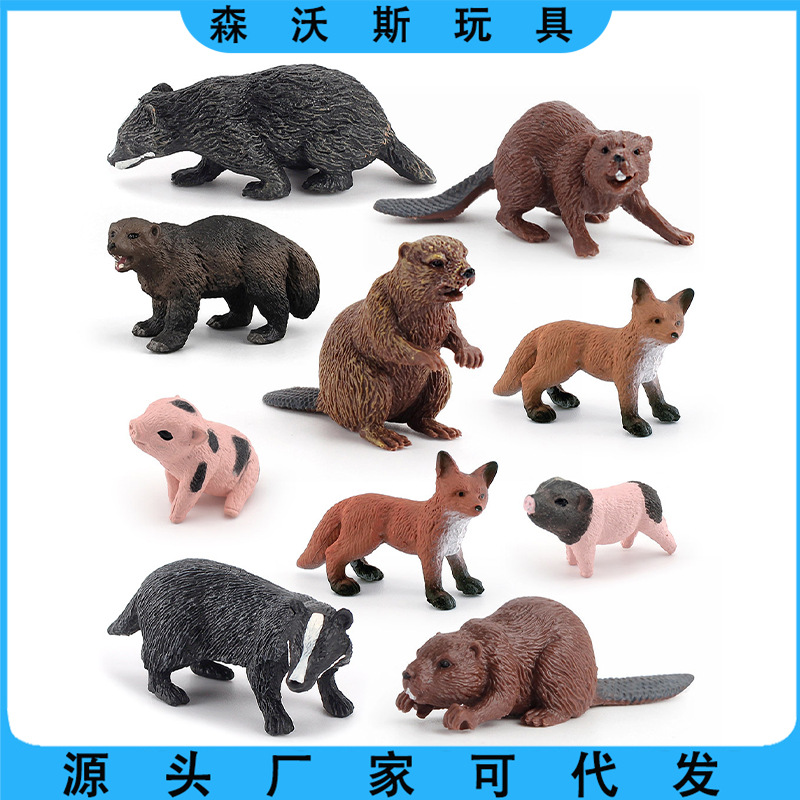 跨境仿真动物猪模型儿童认知小猪香猪手办摆件家畜农场场景装饰品