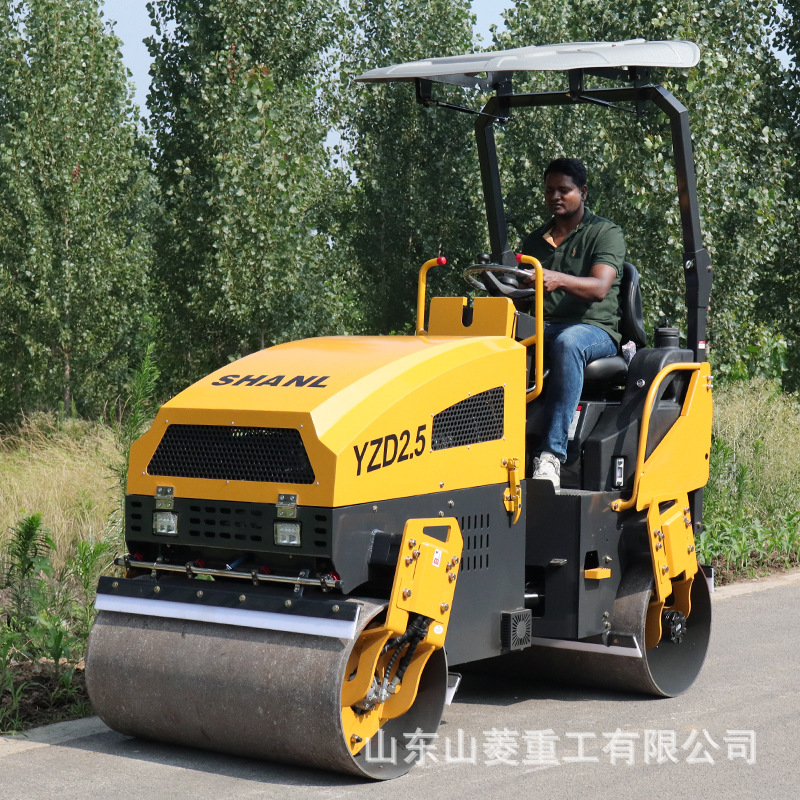 2.5吨全液压小型压路机双钢轮压路机沥青前钢轮后胶轮压实机