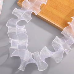 8cm白色加密微彈褶皺木耳波浪花邊DIY手工家紡裙擺輔料配飾批發