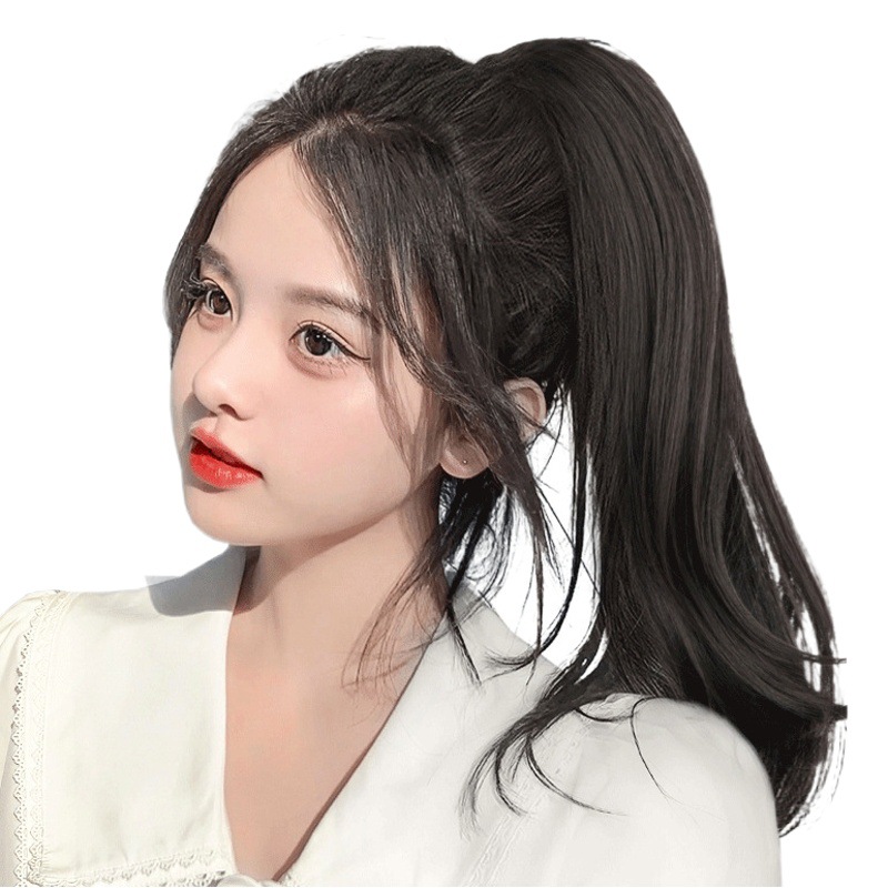 Peluca femenina pinza de pelo micro-roll alta Cola de Caballo pelo artificial Twist trenza peluca pieza natural ultra-ligero puede atar Cola de Caballo Pelo Rizado