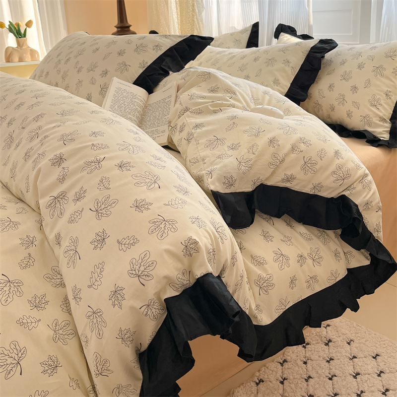 Nordic French Vintage Boho Pure Cotton Four-piece Bedding Suitable For All Seasons, Vintage Lace Duvet Cover, Three-piece Set, All-cotton Bedding,_voghion.com