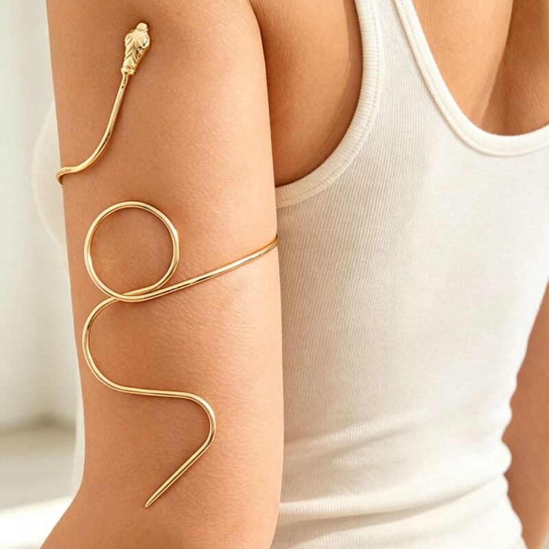 European and American cross-border jewelry open arm bracelet, simple punk style geometric arm ring, beach party arm chain European and American cross-border jewelry open arm bracelet, simple punk style geometric arm ring, beach party arm chain