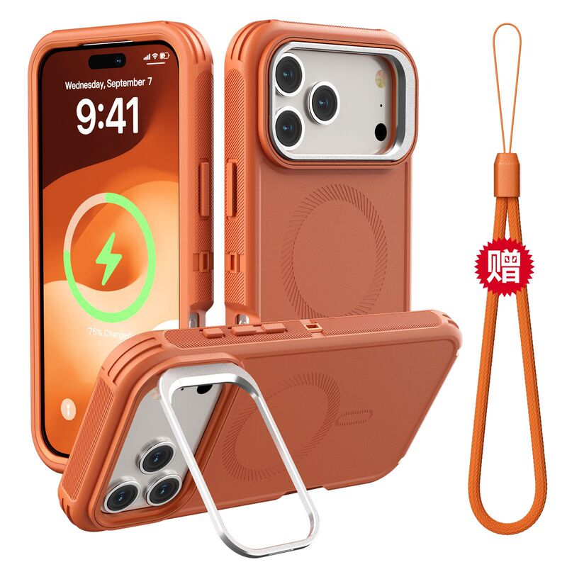Apple Iphone15/16/14 Magnetic Three-Proof Mobile Phone Case Lens Holder Robot Protective Cover 17Promax