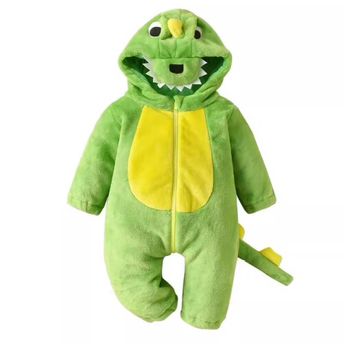 Baby Bodysuit for Spring and Autumn, Thick for Outdoor Warmth, Cute and Adorable Dinosaur-themed Children's Outfit for Home Crawling
