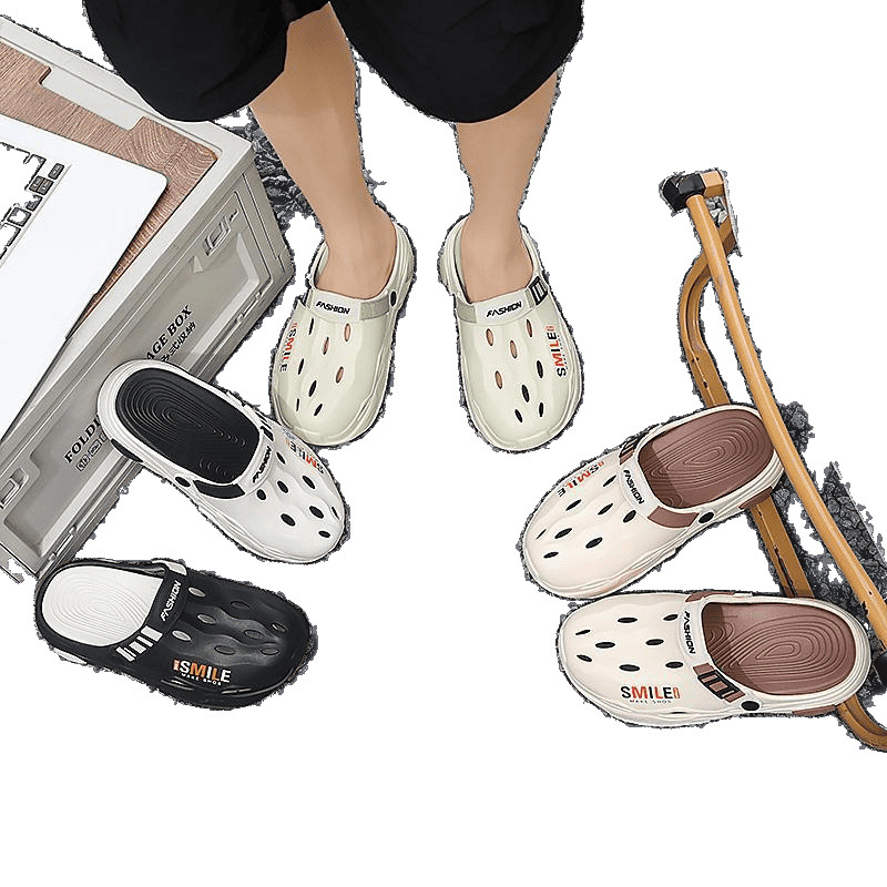 Zapatos con agujeros de verano para hombre, ropa exterior, red transpirable, zapatillas Baotou, deportes, pisando mierda, conduciendo sandalias de playa de doble uso