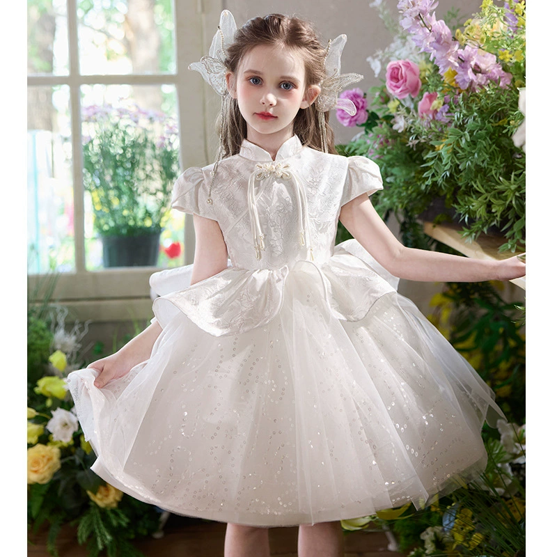 Вечернее платье для дня рождения для девочек, платье принцессы, детское стильное доступное роскошное платье с цветочным узором для девочек на свадьбу, платье для подиума для маленьких девочек, платье для выступления на фортепиано