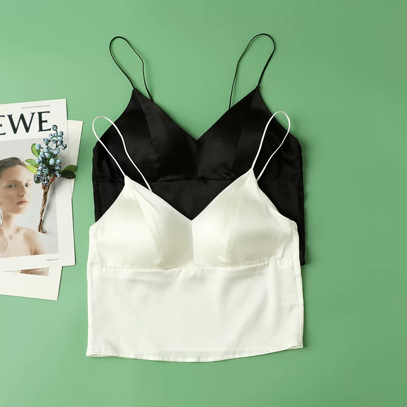 Ultra thin top with cups, silk shockproof underwear, wireless bra, french style