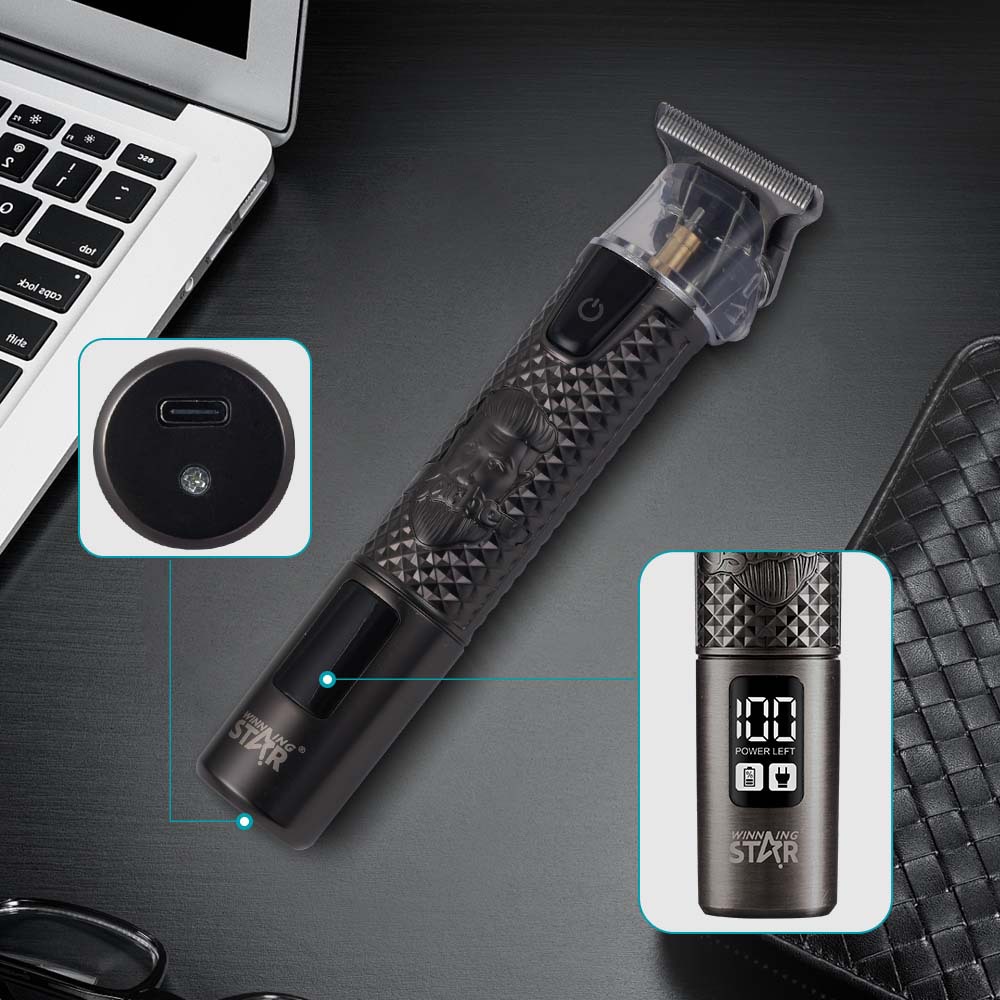 Ganadora estrella transfronteriza interfaz de TYPE-C aceite eléctrico cabeza de pantalla eléctrica Clipper portátil eléctrico tijeras de peluquero traje