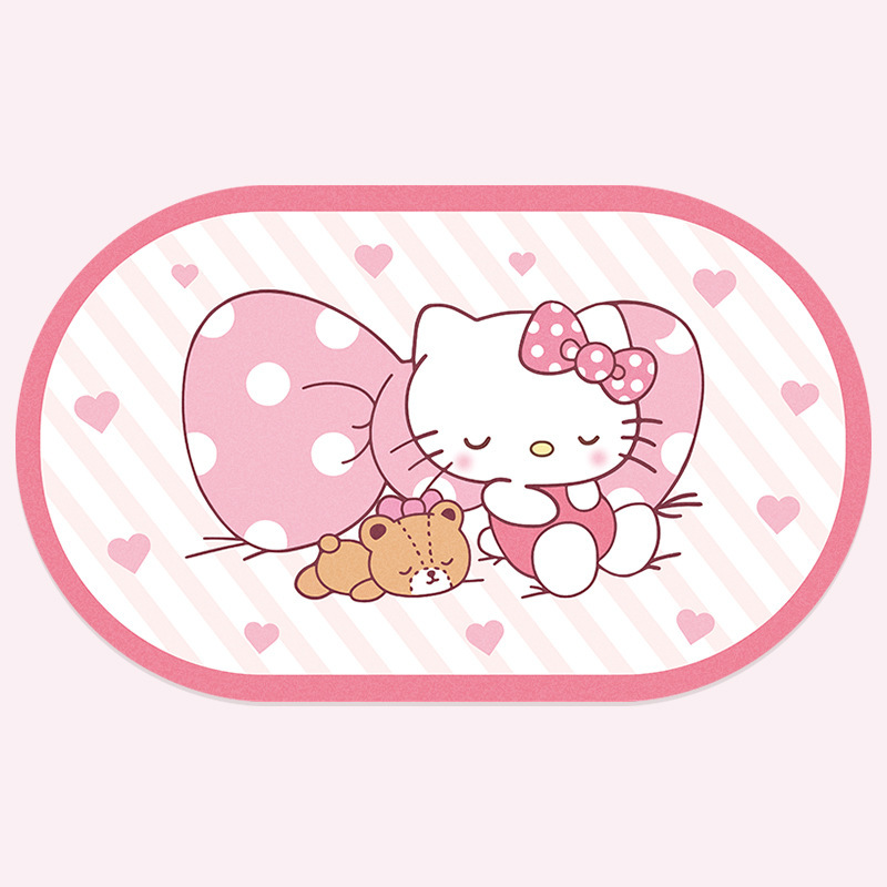 Cartoon Kitty Cat Absorbent Quick-drying Toilet Dirty-resistant Foot Mat Bathroom Diatom Mud Non-slip Good-care Floor Mat