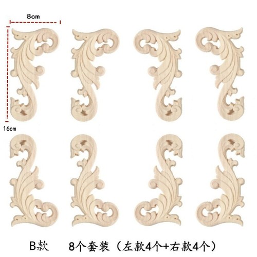Combined solid wood corner flower wood carved flower piece furniture applique diagonal corner flower decorative accessories wholesale and retail factory direct sales