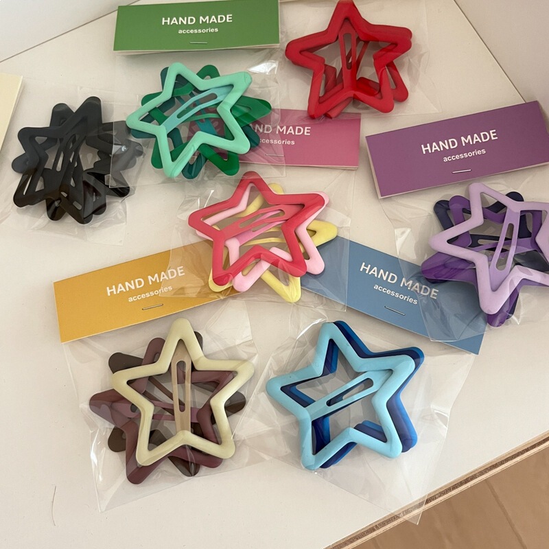 3-Pack Matte Frosted Large Candy-Colored Star Hair Clips Cute Girl Bb Clips for Back of Head and Bangs 3-Pack Matte Frosted Large Candy-Colored Star Hair Clips Cute Girl Bb Clips for Back of Head and Bangs