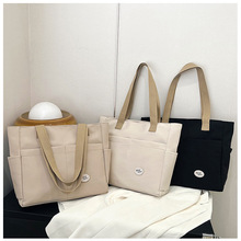 原创设计日系拉链通勤加厚帆布托特包休闲文艺学生简约单肩手提包