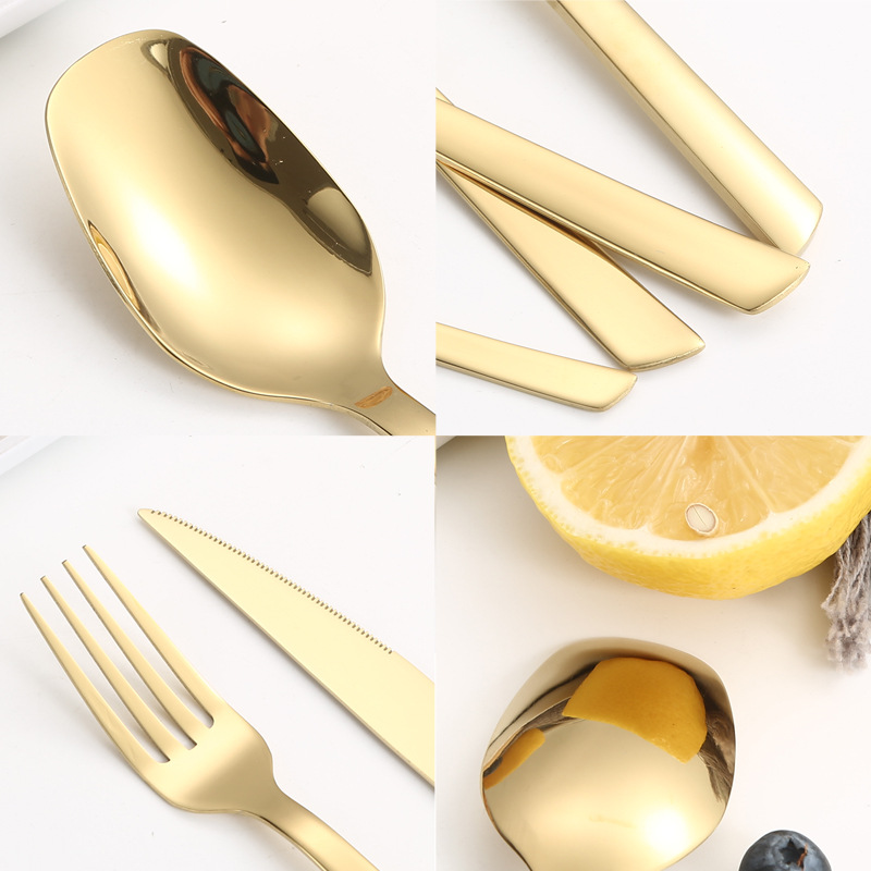 Amazon transfronteriza suministro de humor huevo vajilla de acero inoxidable Juego de 24 piezas 4 piezas principales caja de regalo Cuchillo de comida occidental, tenedor y traje de cuchara