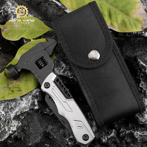 Outdoor multifunctional wrench, hammer, pliers tool combination, folding knife and pliers, camping portable car-mounted nail hammer