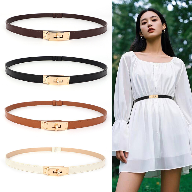 dress Belt Accessories Belt Women's New Lock Buckle Pull-off Decorative Skirt Suit Coat Waisted Punch-Free