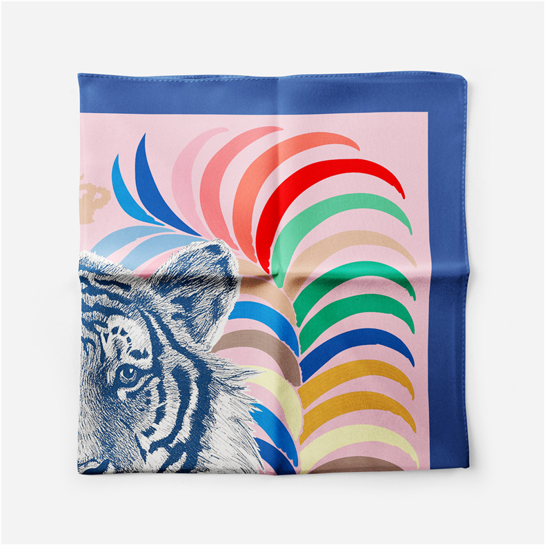 Women's Pastoral Tiger Imitated Silk Printing Silk Scarf display picture 3