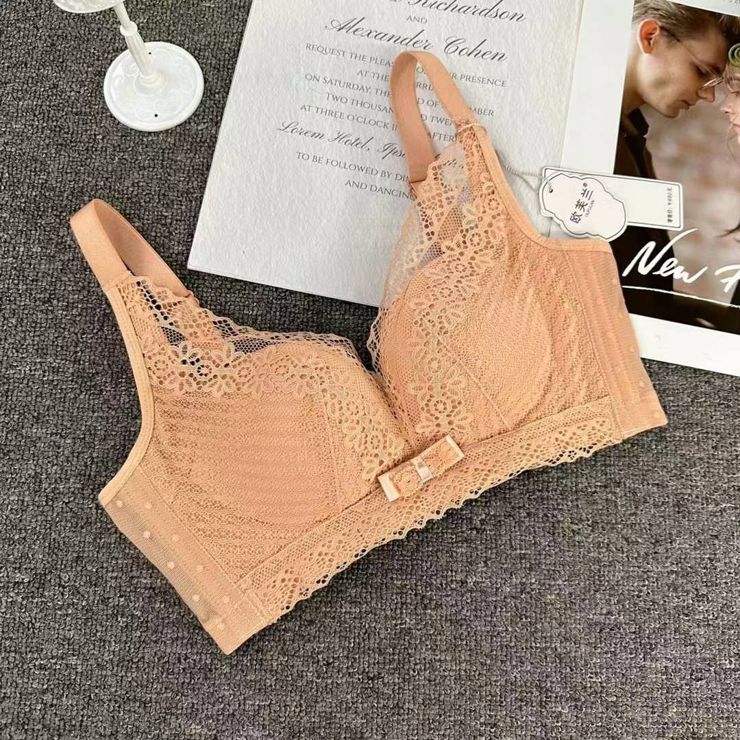 Nuevo sujetador de alta calidad de moda de encaje jacquard transpirable ajustable cómodo tres botones de colado ropa interior mujer