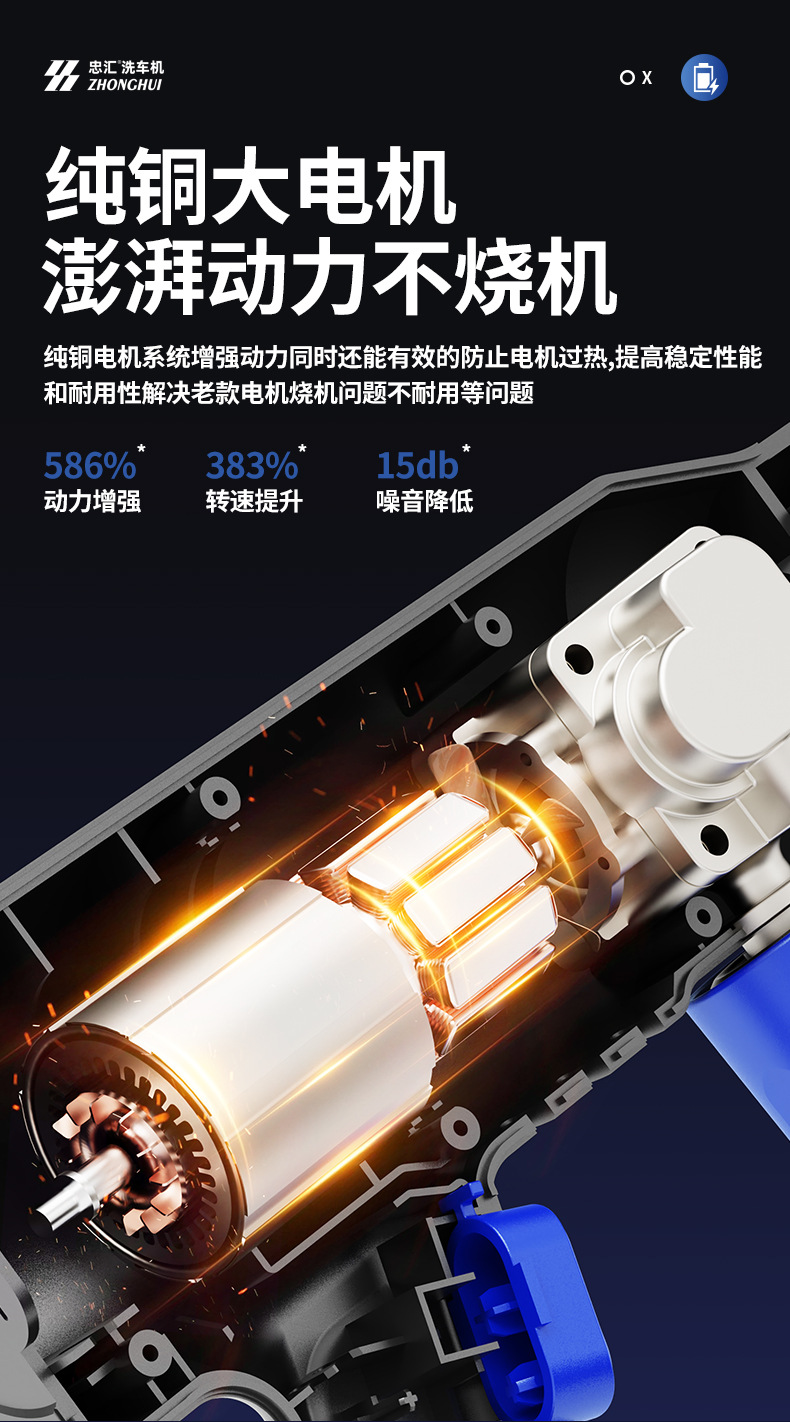 Customized high-pressure car wash water gun, lithium battery cordless car washer, household tool, high-power specialized water gun