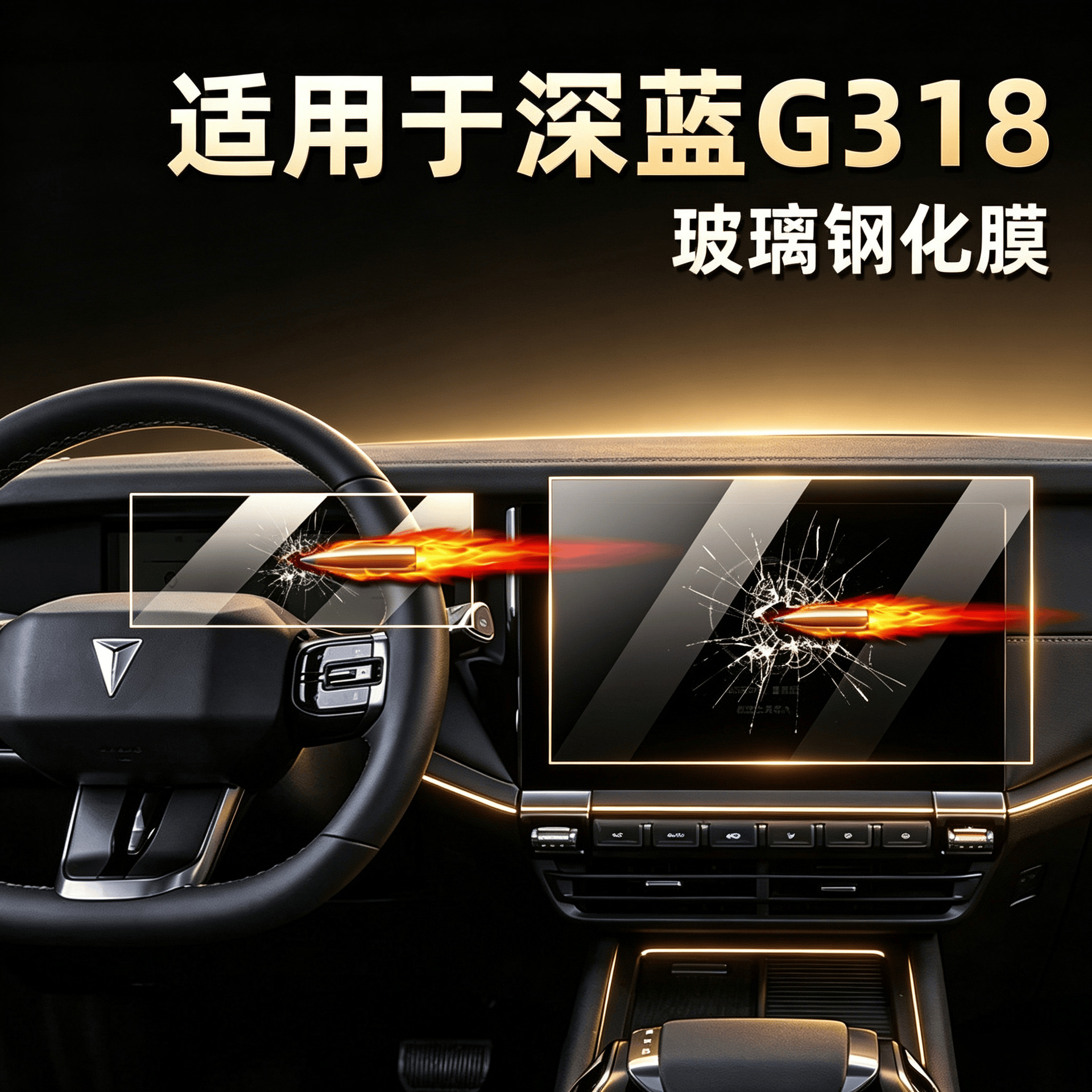 Suitable for the 2024 Changan Deep Blue G318: tempered glass screen protector for the central control panel, car navigation screen protector, and dashboard interior protection film