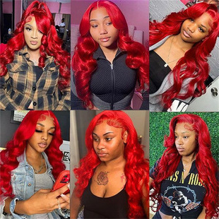 13*4 frontal lace red straight wig front lace bright red real wig a generation