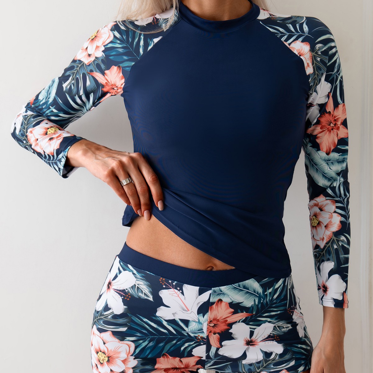 Long-Sleeved Sun Protection Swimsuit Split Suit Quick-Drying Swimming Trunks Foreign Trade Surfing Suit Wetsuit Amazon Popular Swimsuit