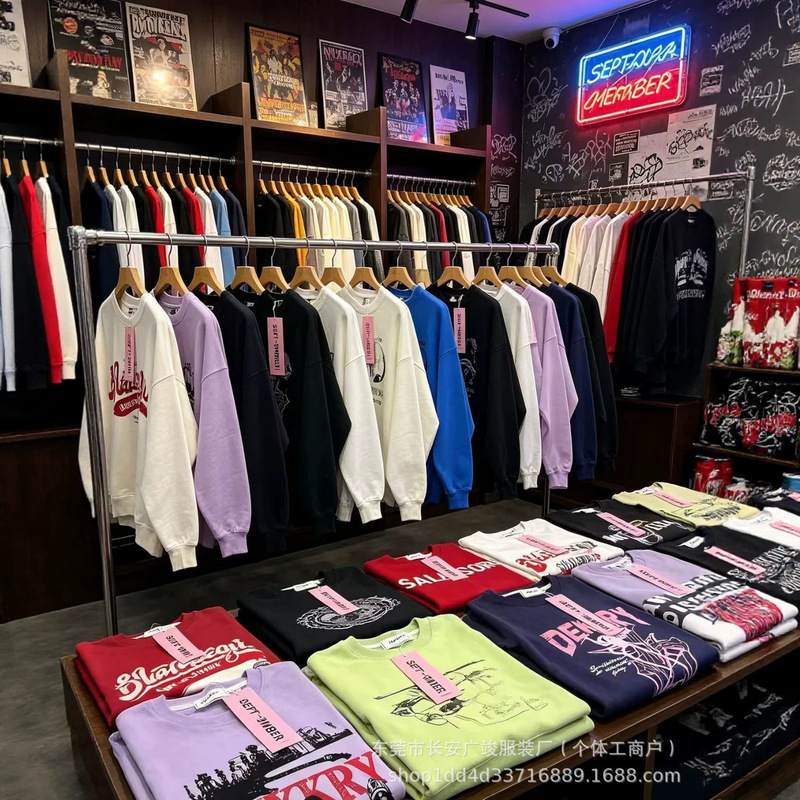 1688 wholesale high-quality men's sweatshirts 400g American-style printed heavy-duty trendy long-sleeve foreign trade export with ample stock 1688 wholesale high-quality men's sweatshirts 400g American-style printed heavy-duty trendy long-sleeve foreign trade export with ample stock