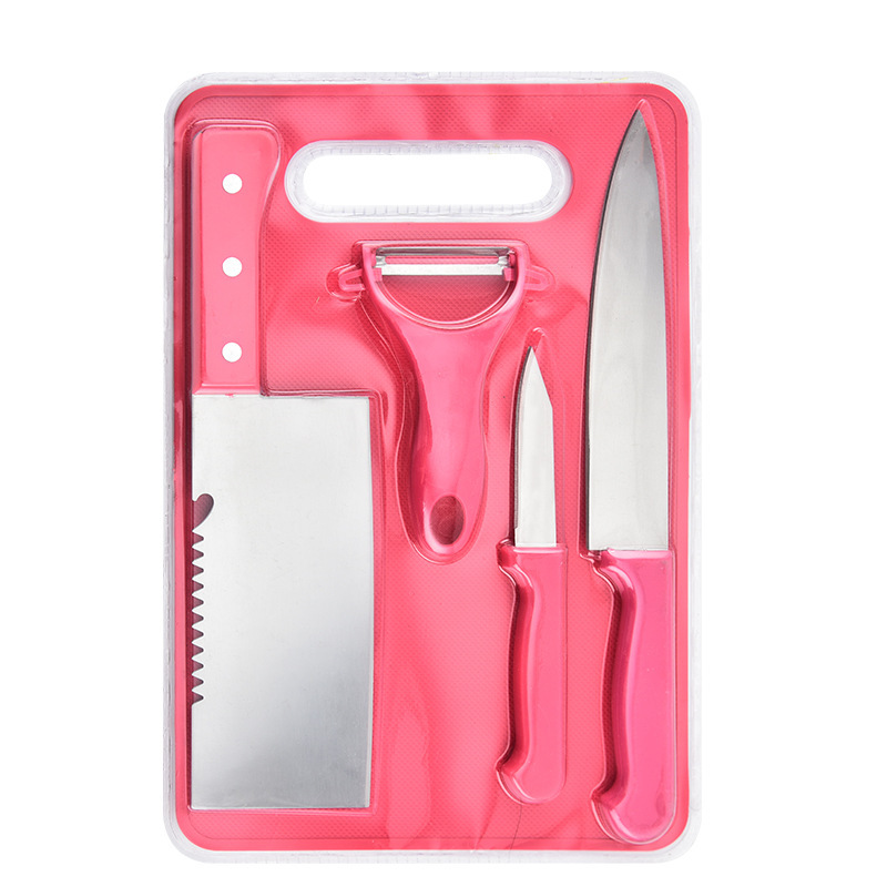 Kit de cuchillos de acero inoxidable práctico de cocina de succión de tarjeta de cocina de cinco piezas juego de cuchillos de acero inoxidable multifuncional de color