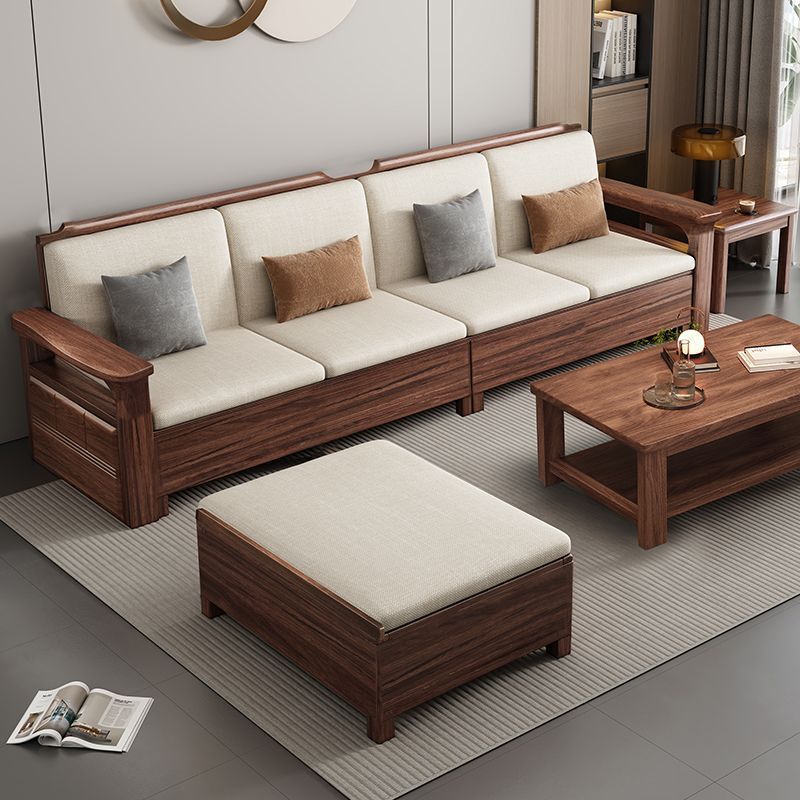 Song's Aesthetic Black Walnut Sofa All Solid Wood Modern Simple New Chinese Style Living Room Storage Chaise Corner Sofa