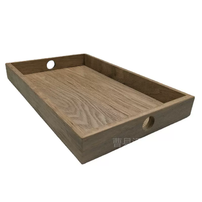 定做外贸北欧洲实橡木制酒店餐厅服务食物饮料酒水木制餐盘  托盘