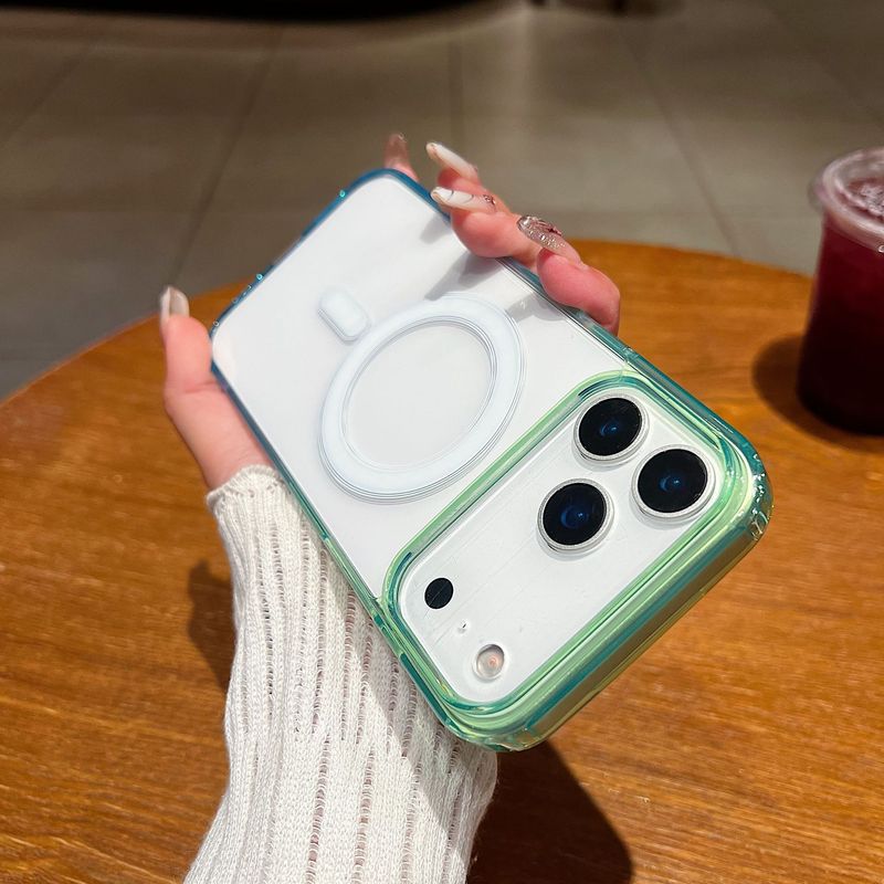 Apple 17Pro 携帯電話ケースに適した 2 色のグラデーション透明アクリル磁気吸引 iphone16 オールインクルーシブ保護カバー|undefined