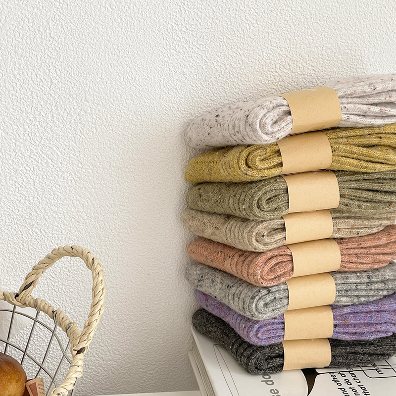 Suxinaimin calcetines de lana de las mujeres Otoño e Invierno engrosado forrado de lana hilo de punto cálido calcetines japoneses de media pantorrilla calcetines de pila Zhuji