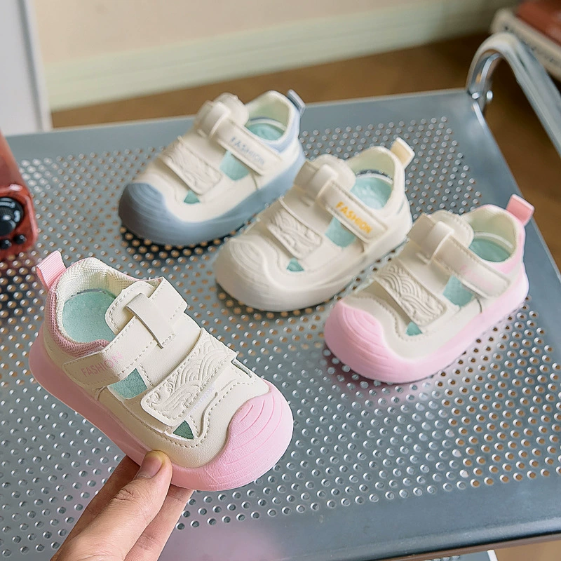 Детские сандалии для малышей, летние новые дышащие сандалии на мягкой подошве для мальчиков и девочек, детские сандалии с защитой от столкновений