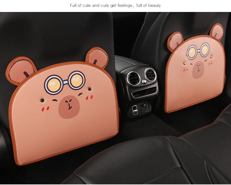 Cute Cartoon Car Seat Back Anti-Kick Pad for Small Animal Ladies, Rear Seat Back Anti-Kick Pad for Children