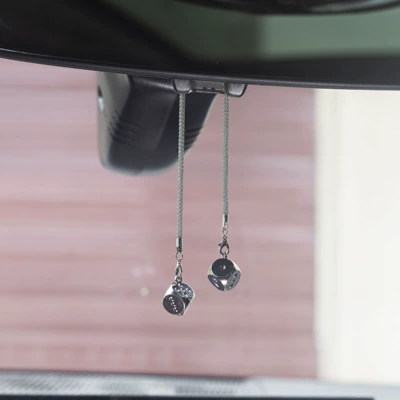 Alloy Solid Mesh Chain Dice Car Rearview Mirror Pendant Car Interior Decoration Fun Car Hanging Ornament Decoration (Car hanging) - mesh-chain-pendant-dice-silver