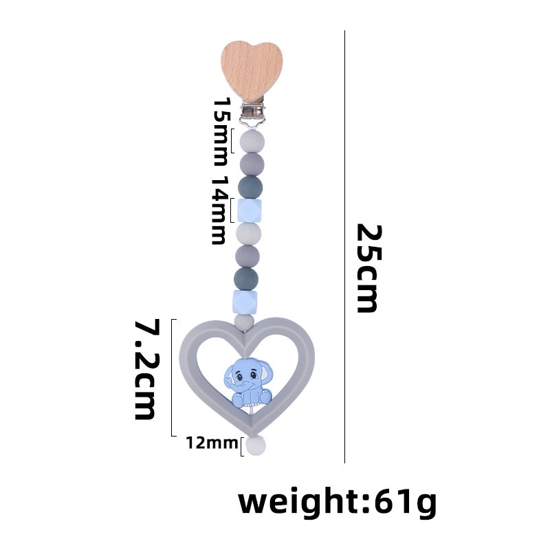 Bebé DIY creativo haya clip de chupete de dibujos animados nuevo amor silicona animal campana chupete cadena coche colgando joyería
