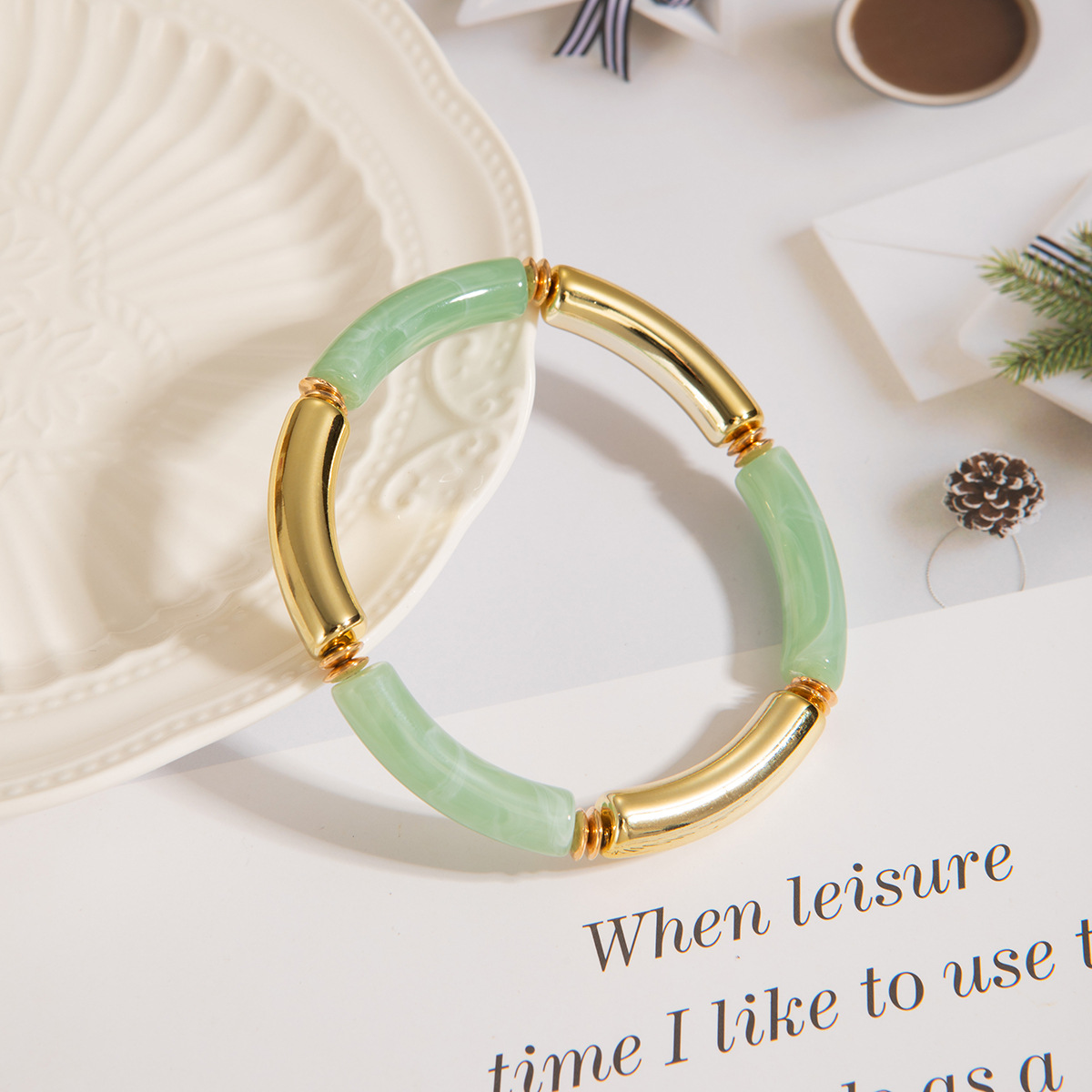 Plating Design Retro Solid Color Acrylic Bangles Wholesale